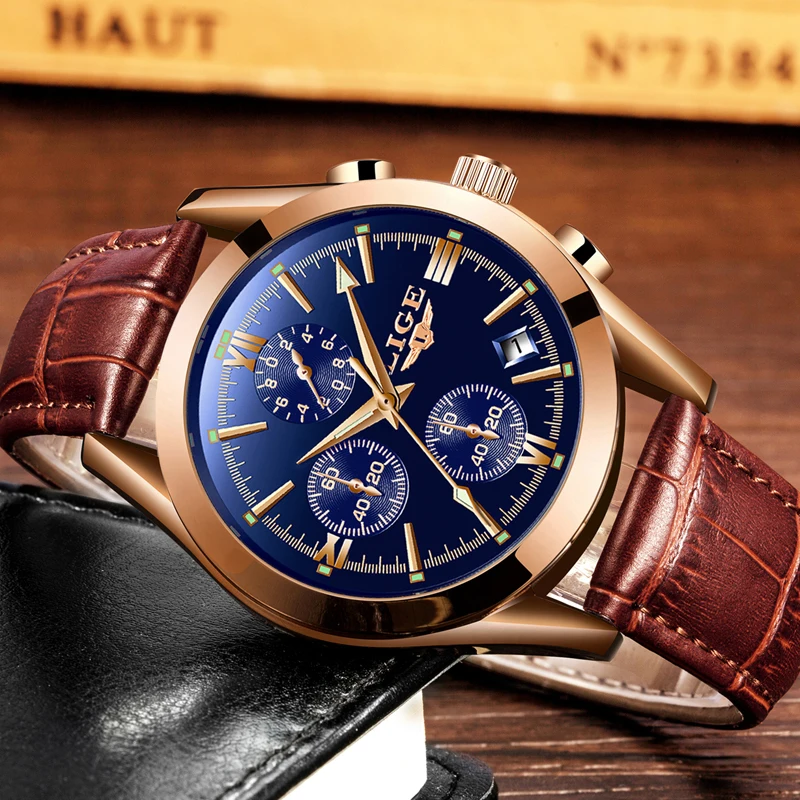 Relogio Masculino LIGE для мужчин s часы лучший бренд класса люкс мужская мода Бизнес водонепроницаемые кварцевые часы для мужчин повседневные кожаные часы