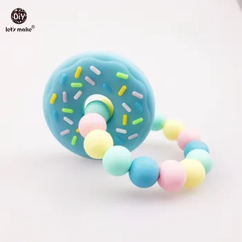 

Let's Make Donuts Silicone Bracelet Can Chew Nursing Bracelet Food Grade Silicone Teether Beads DIY Crafts Shower Baby Teether