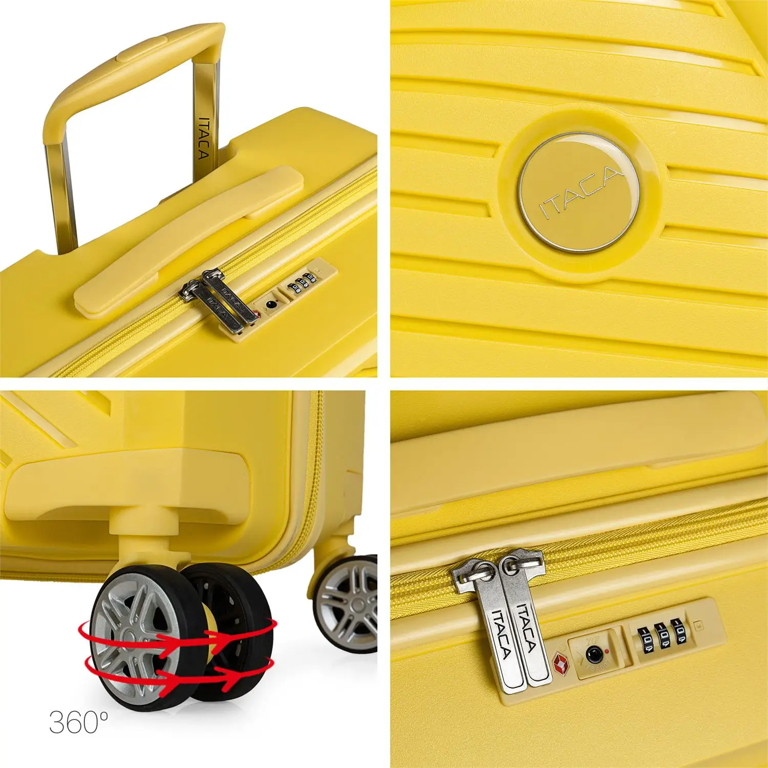 Itaca модель данабио, набор из 2 чемоданов полипропилен в трех цветах Бирюзовый Желтый кора 760017