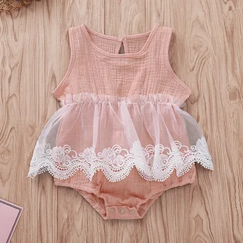 

2019 Pink Newborn Tutu Bodysuit Baby Girl Onesie Sleeveless Toddler Bodysuit Baby Girl Summer Clothes 24 Month Girl Clothes