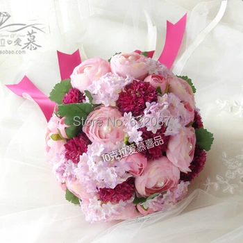 

Free Shipping Elegant Wine Red Holding Flower European Style Bride and Bridesmaid Artificial Holding Flower Weddding Decoration