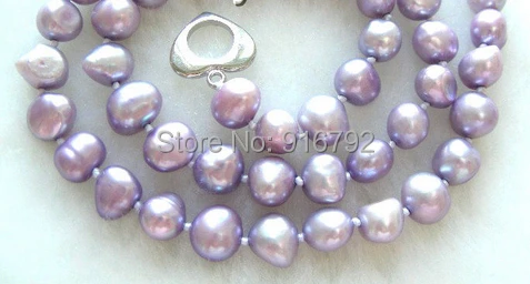 

WONDERFUL 8-9mm lavender natural pearls necklace 17"