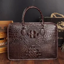 Роскошная мужская деловая сумка из натуральной крокодиловой кожи года, сумка для ноутбука для молодых мужчин,, коричневый, черный цвет