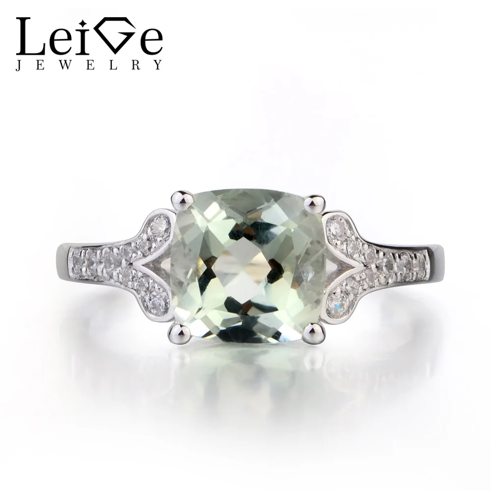 Украшения leige натуральный зеленый аметист Серебро 925 пробы кольцо мелкий драгоценный камень Подушка Обручение кольцо для Для женщин Украшения leige натуральный зеленый аметист Серебро 925 пробы кольцо мелкий драгоценный камень Подушка Обручение кольцо для Для женщин