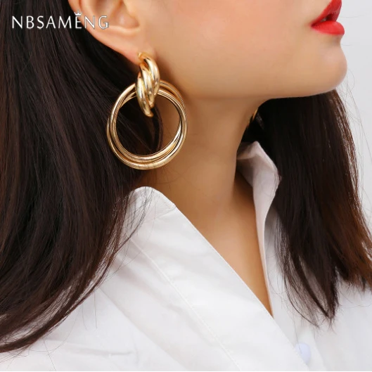 

2019Geometric Earrings For Women Earings Punk Gold Statement Minimalist Drop Earing Round Summer Vintage Big Dangle Earring