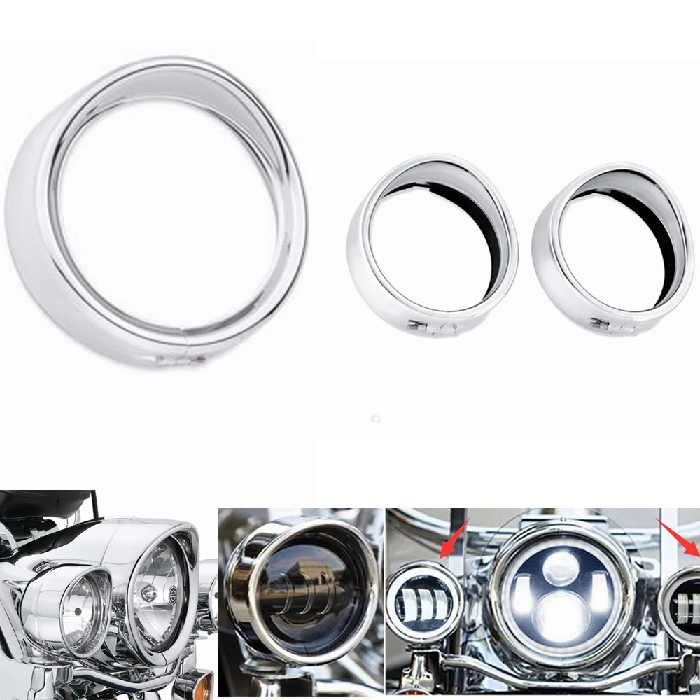 7 inch and 4.5 LED Auxiliary Fog Passing Lights With Housing Bucket For Harley Bad Boy_