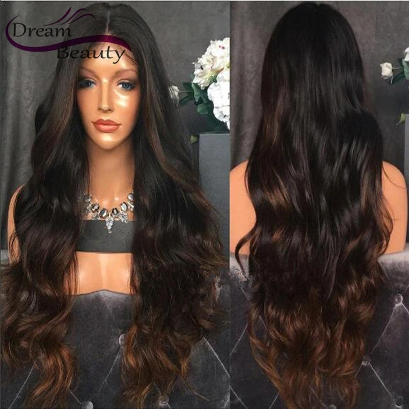 

Brazilian Full Lace Human Hair Wigs Unprocessed Ombre Lace Front Wig For Black Woman 150% Glueless Full Lace Wigs Bleached Knots