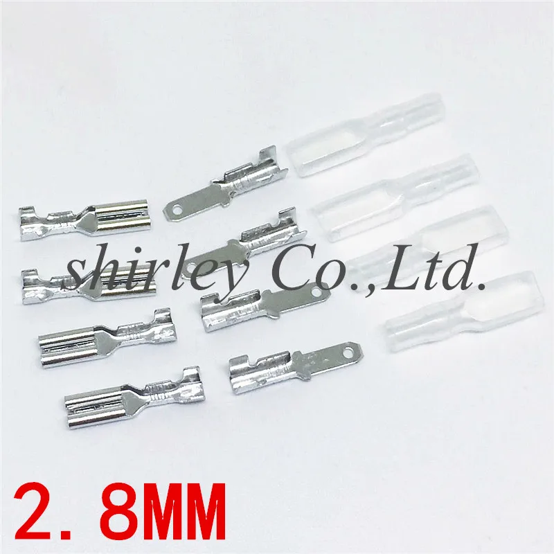 

Free shipping 2.8 mm with transparent sheath inserted spring 2.8mm Female connector terminal Faston with insulator for wire