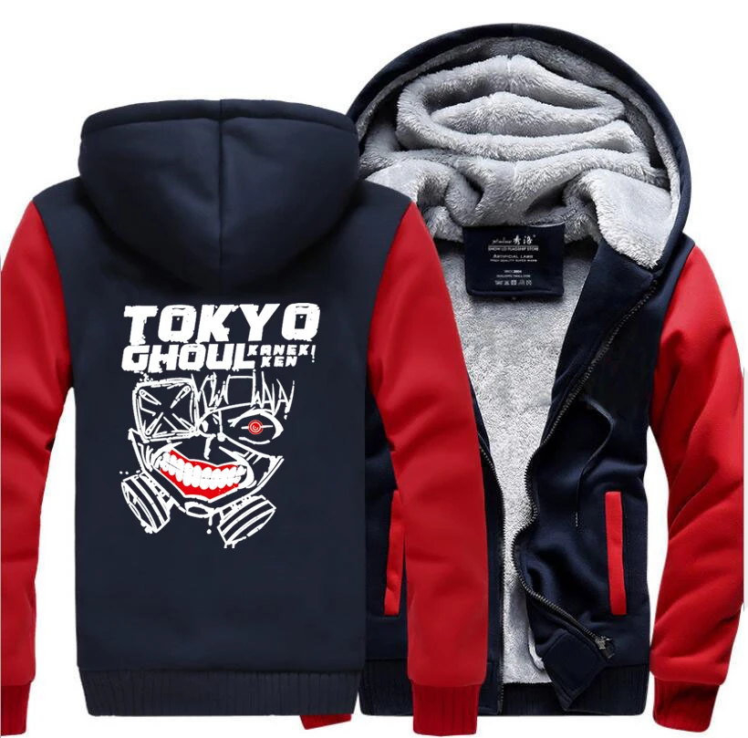 Anime Tokyo Ghoul Kaneki Ken Cosplay Hoodie Zipper Winter Thick Coat Sweatshirts 
