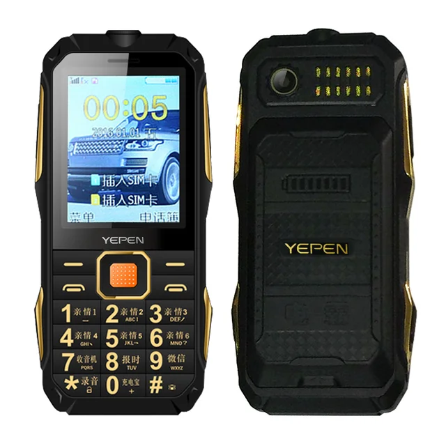Best Price Shockproof rugged flashlight FM radio long standby Blacklist dual SIM card power bank  old man mobile phone P048