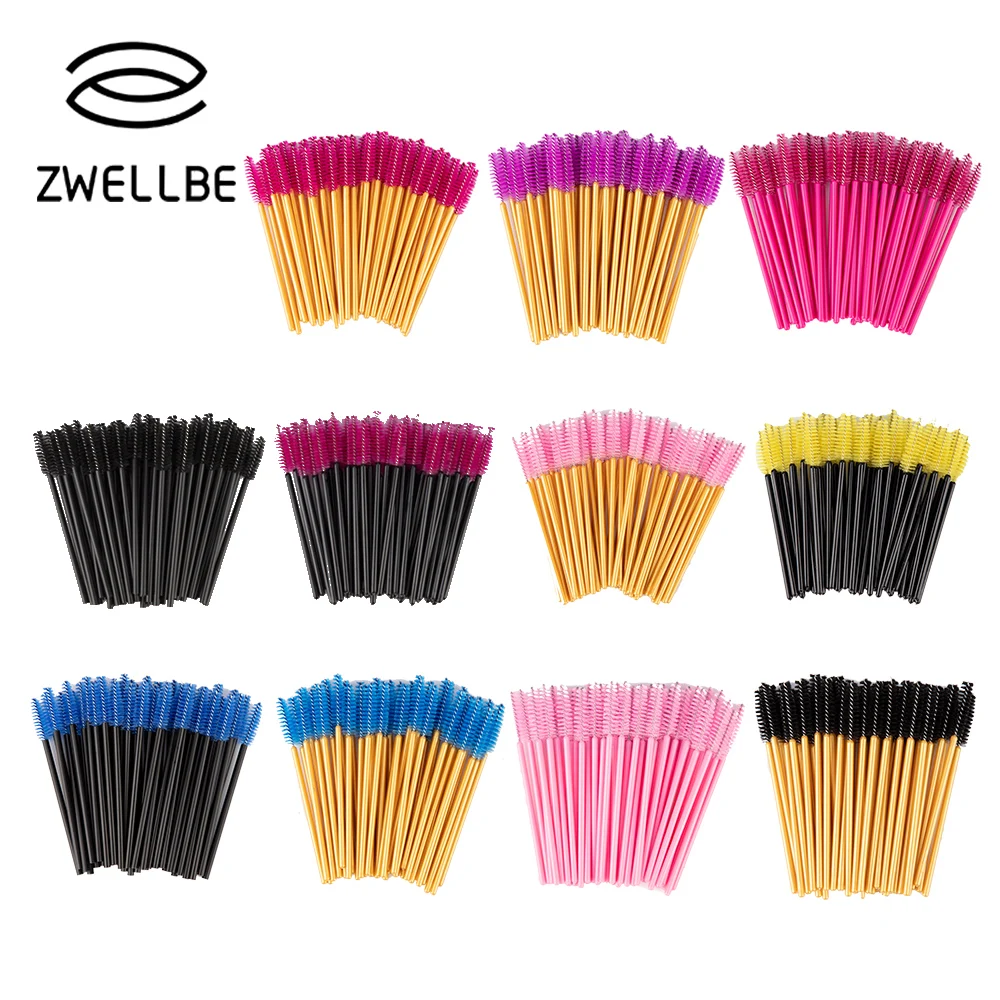 Zwellbe Juego de 50 unidades desechables, cepillo de maquillaje para pestañas, Mini varillas de rímel, cepillo utensilio de extensión de pestañas|Pestañas postizas| - AliExpress