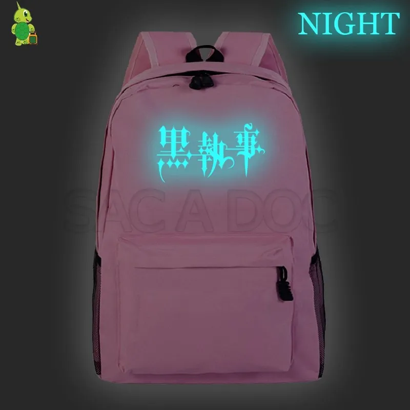 Аниме Черный рюкзак Батлер светящиеся дорожные сумки модные школьные сумки для подростков мальчиков девочек сплошной рюкзак для ноутбука Daliy сумки - Цвет: 12