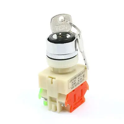 

660V 10A DPST Rotary Keylock 2 Position Push Button Switch w 2 Keys