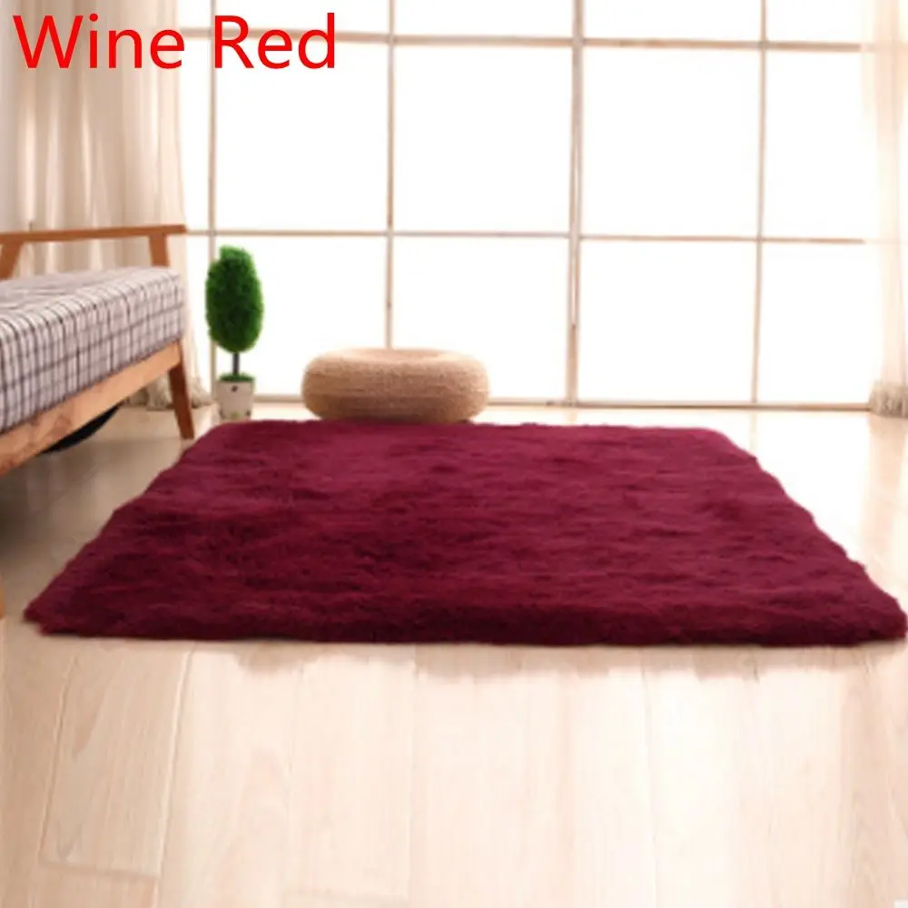 Soft Shaggy Carpet For Living Room European Home Warm Plush Floor Rugs fluffy Mats Kids Room Faux Fur Area Rug Living Room Mats - Цвет: wine red