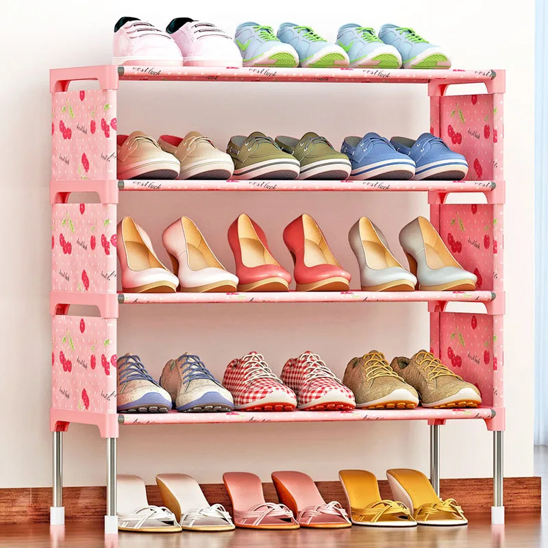 

Modern minimalist removable storage shoe organizer non-woven stainless steel furniture shoes cabinet closet five layer shoe rack