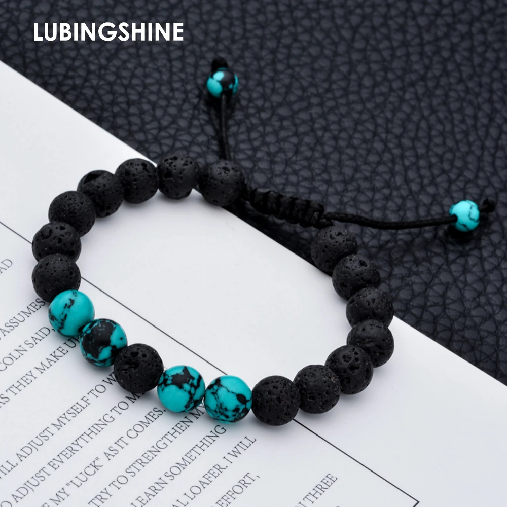 LUBINGSHINE этнический регулируемый браслет из лавового камня женский натуральный