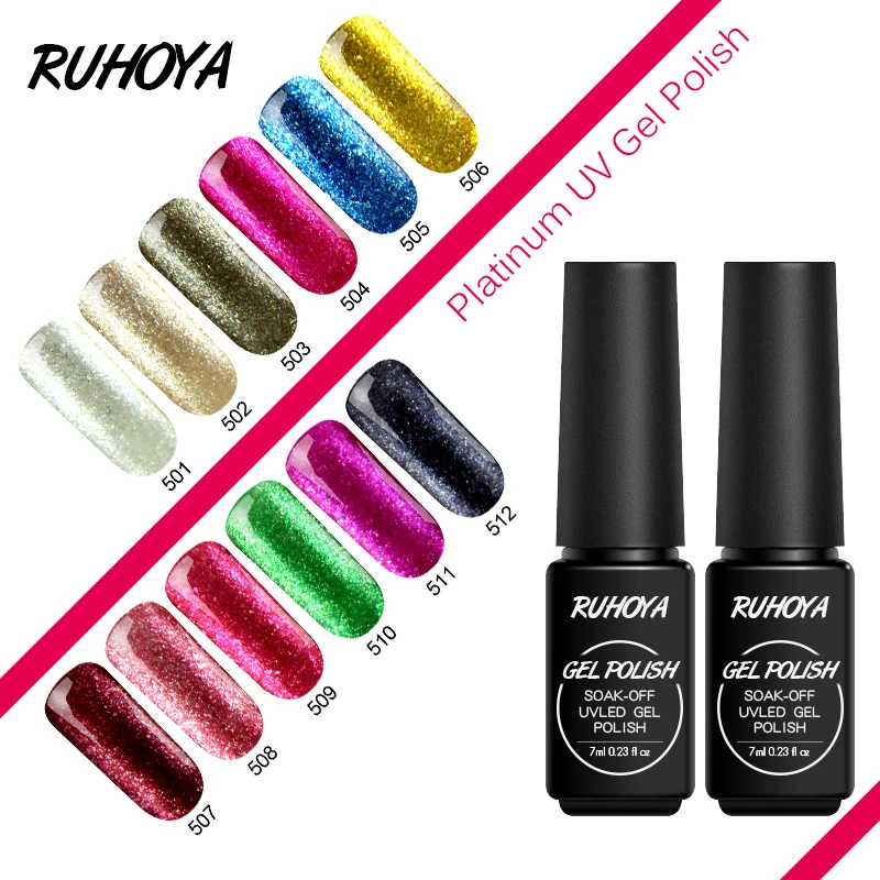 Гель краска для ногтей Ruhoya блестящий лак из фольги блестки искусственные ногти