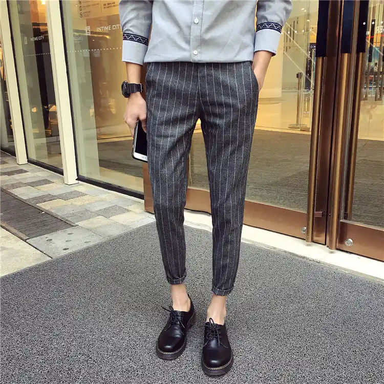 men's plaid cropped pants