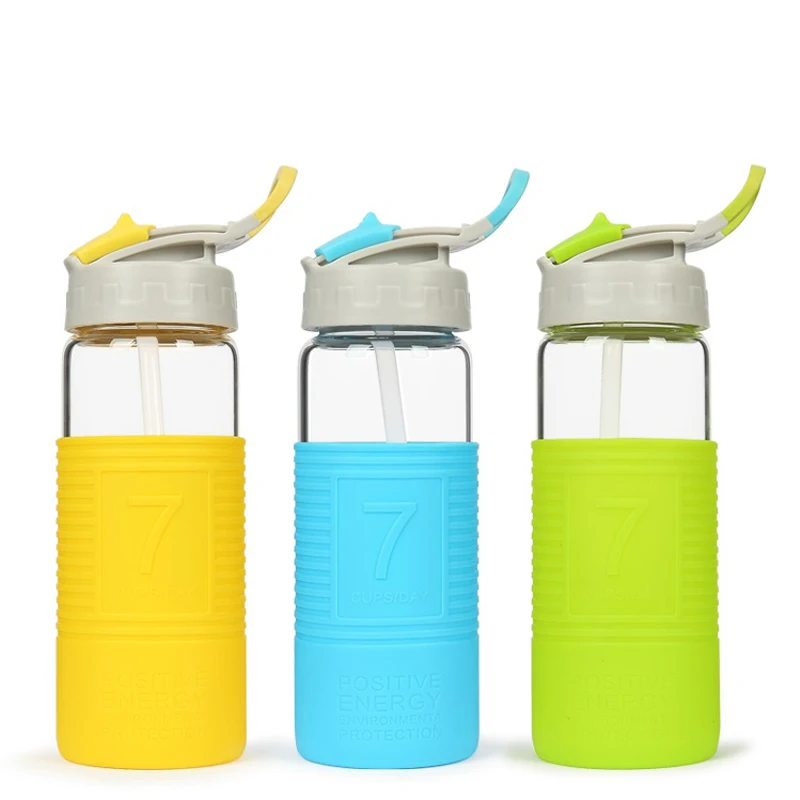 Buy 400ml Sports Straw Glass Water Bottle Leakproof
