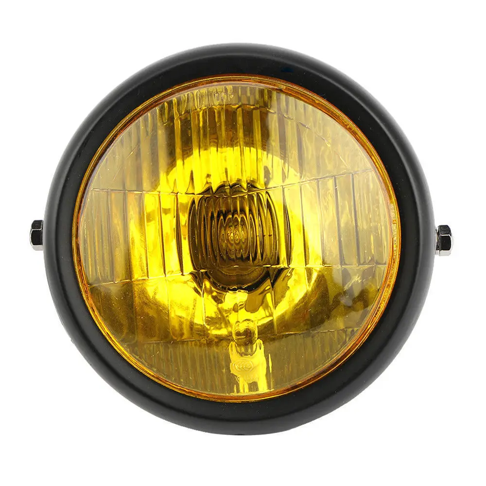 6.5" Black Retro Motorcycle LED Headlight+Grill Cover Set Grill Motorbike Cafe Racer Head Lamp Cover For Cafe Racer