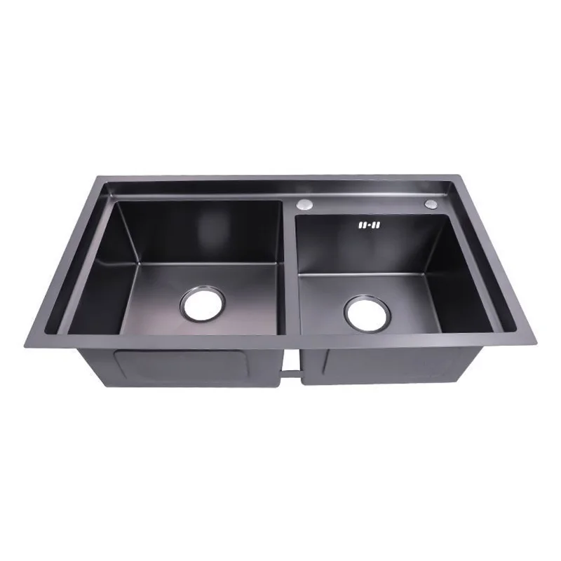 Us 290 0 Thickening Basins 304 Stainless Steel Hand Sink Black Double Bowl Groove Meal With Faucet Balck In Kitchen Sinks From Home Improvement On