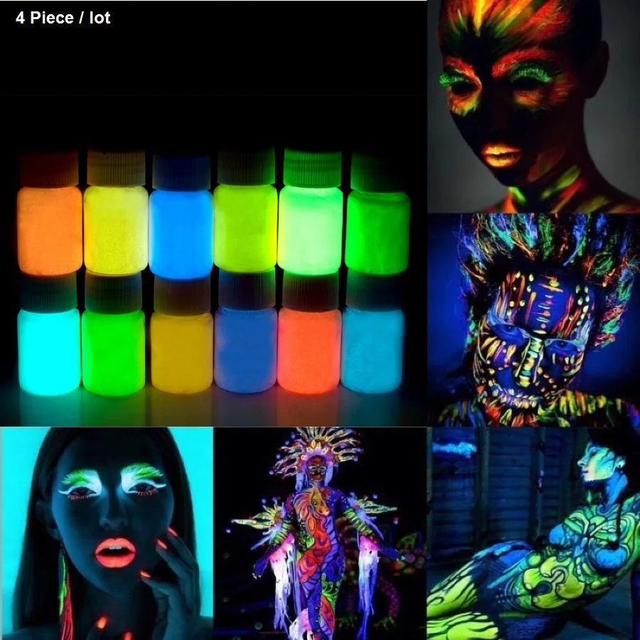 

4 X Glowing paint glow in the dark Face body Paint 25g for party, Easter 12 Colors luminous Acrylic Paints