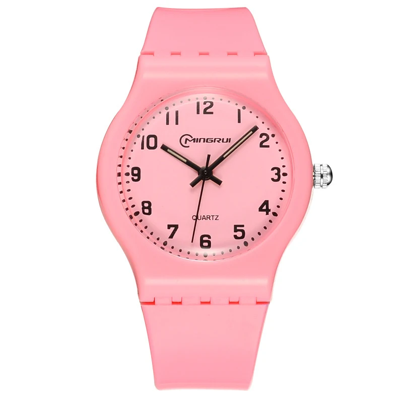 Модные простые детские часы милые водонепроницаемые кварцевые наручные часы детские спортивные студенческие часы для мальчиков и девочек - Цвет: pink