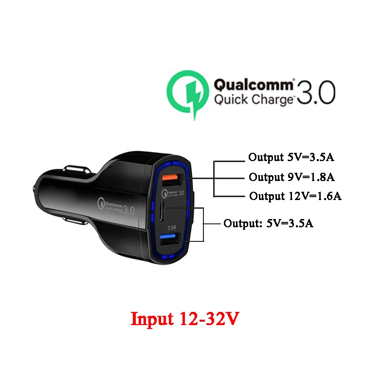 Быстрая зарядка 3,0 автомобиль Зарядное устройство 5V 3.5A QC3.0 быстрой зарядки автомобиля-Зарядное устройство для автомобиля с двумя портами USB для мобильного телефона Зарядное устройство для SAMSUNG J5 J7 A7 A9