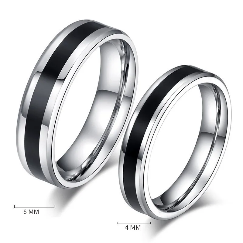 

Moonso titanium black color couple Rings for Lovers Couple Set Men and Women Promise Wedding Rings for christmas gift R4906