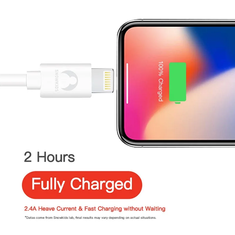 USB кабель зарядное устройство Snowkids 1 5 м 2 шт. для iPhone 11X8 7 6 XR XsMax быстрой зарядки от