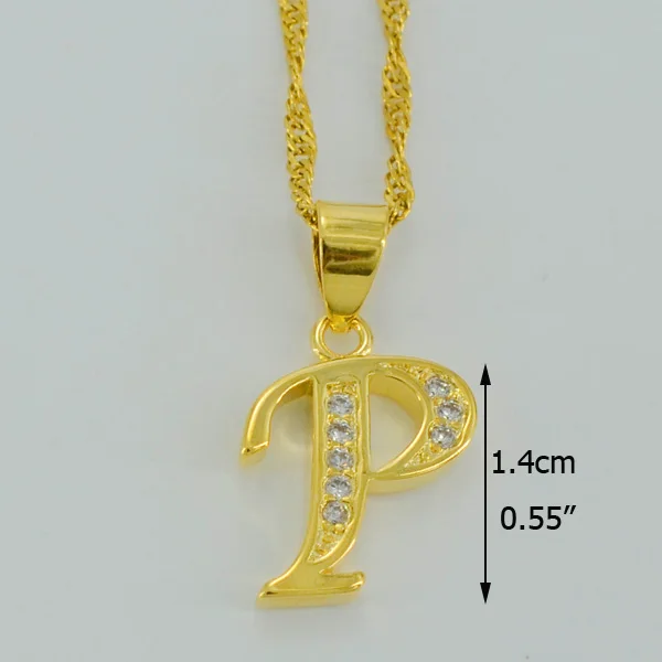 Anniyo A-Z ожерелья с буквами золотого цвета с алфавитом, начальная подвеска на цепочке для женщин и девушек, кубический цирконий, английские буквы, ювелирные изделия#040602 - Окраска металла: Letter P
