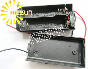 

FREE SHIPPING 10PCS x 2x AA With Cover 3V Plastic Black Battery Storage Case Box Holder Socket With150mm Wire Leads