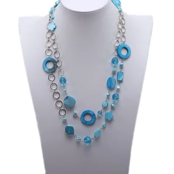 

JYX natural Shell and Freshwater Pearl and Crystal Opera Necklace for women 12-18mm with 46"
