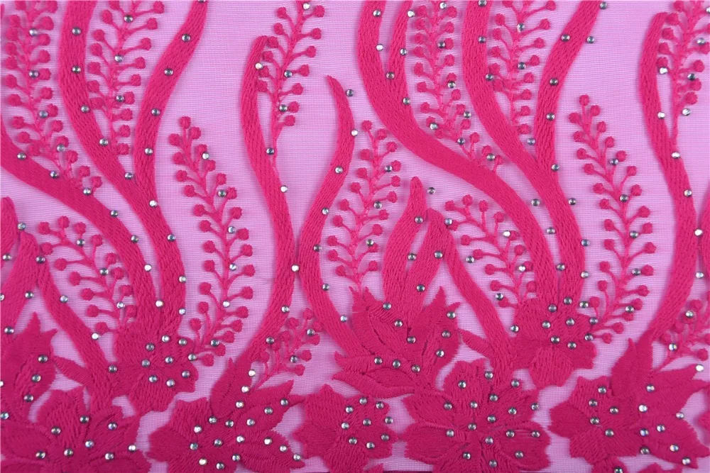 Высококачественное молочное Шелковое Свадебное кружево, розовая африканская кружевная ткань с вышивкой камнями, африканская французская Тюлевая кружевная ткань Y1535