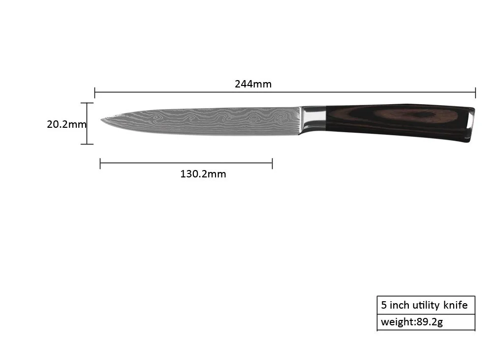 XYJ 5 дюймов Универсальный " 7" santoku " нож шеф-повара для нарезки 7Cr17 кухонные ножи из нержавеющей стали набор ножей из нержавеющей стали