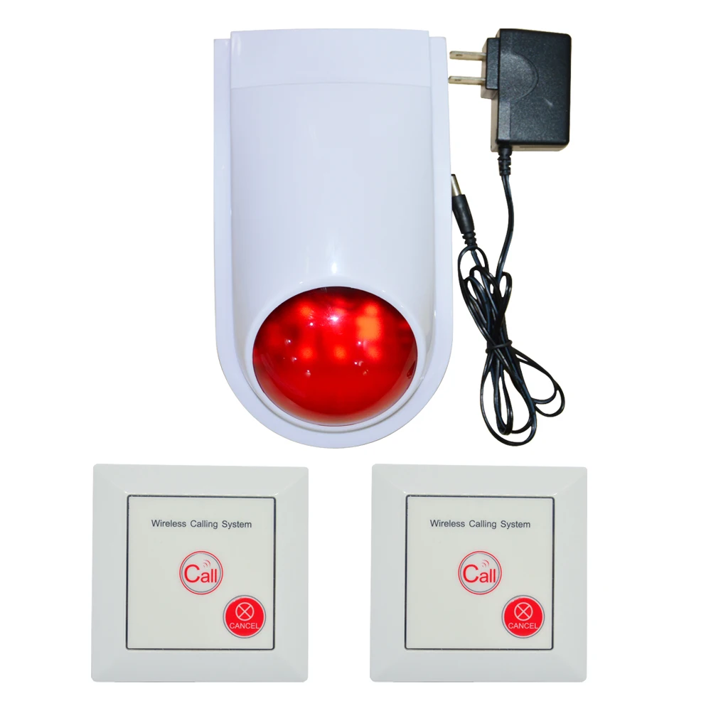 

(1 set) Wireless Calling system Emergency Button to Louder Speaker 110DB Strobe siren 86mm wall-mounted Switch Security alarm