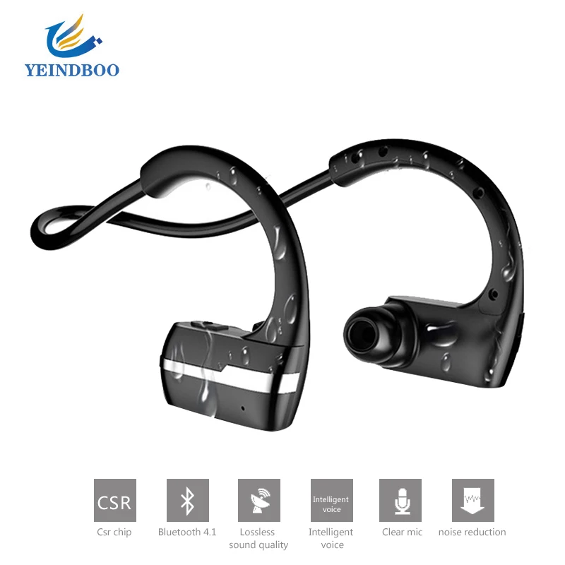 

Voice reminder Wireless Bluetooth Earphone Headset Sweatproof sports 4.1 with Charging Cable Young Earphone Build-in Mic