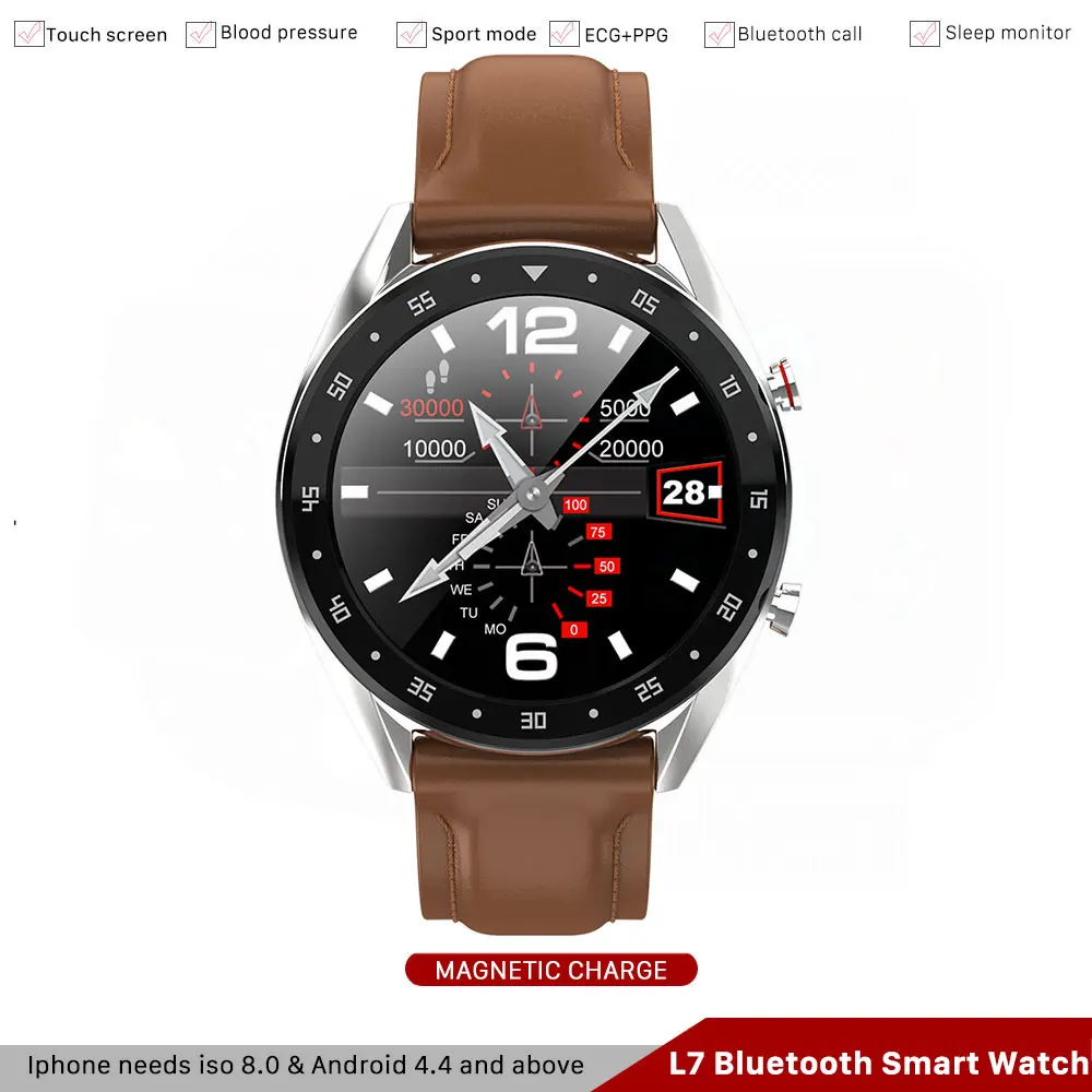 

Men's Sport Watch L7 Bluetooth Smart Watch Men ECG+PPG HRV Heart Rate Blood Pressure P68 Waterproof Smart Bracelet Android IOS