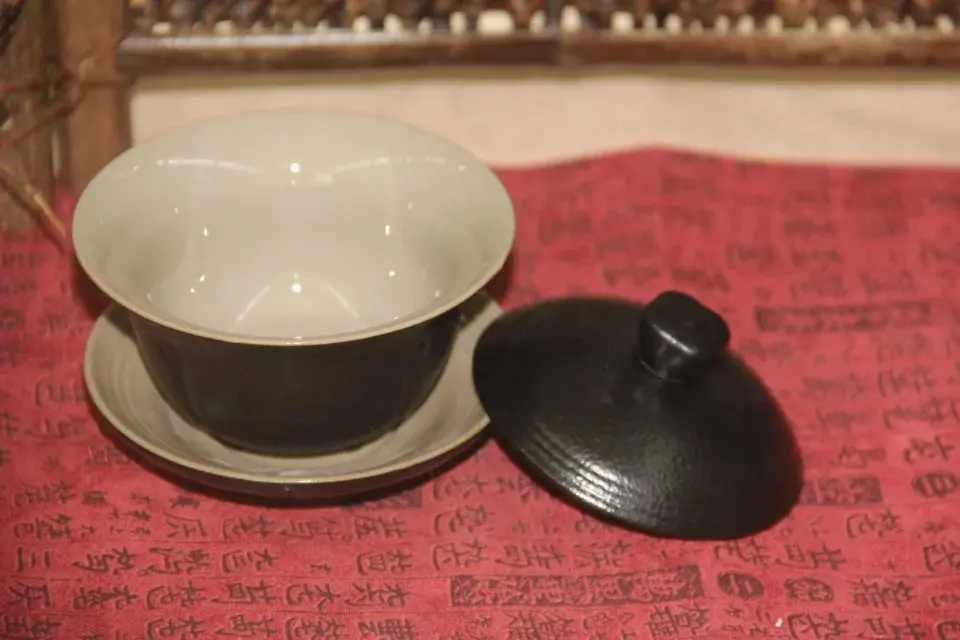 Чайный набор кунг-фу gaiwan черный дзен ручной Восстанавливающий древние способы грубой керамики черный чай пуэр и улун чайный набор около 138 мл
