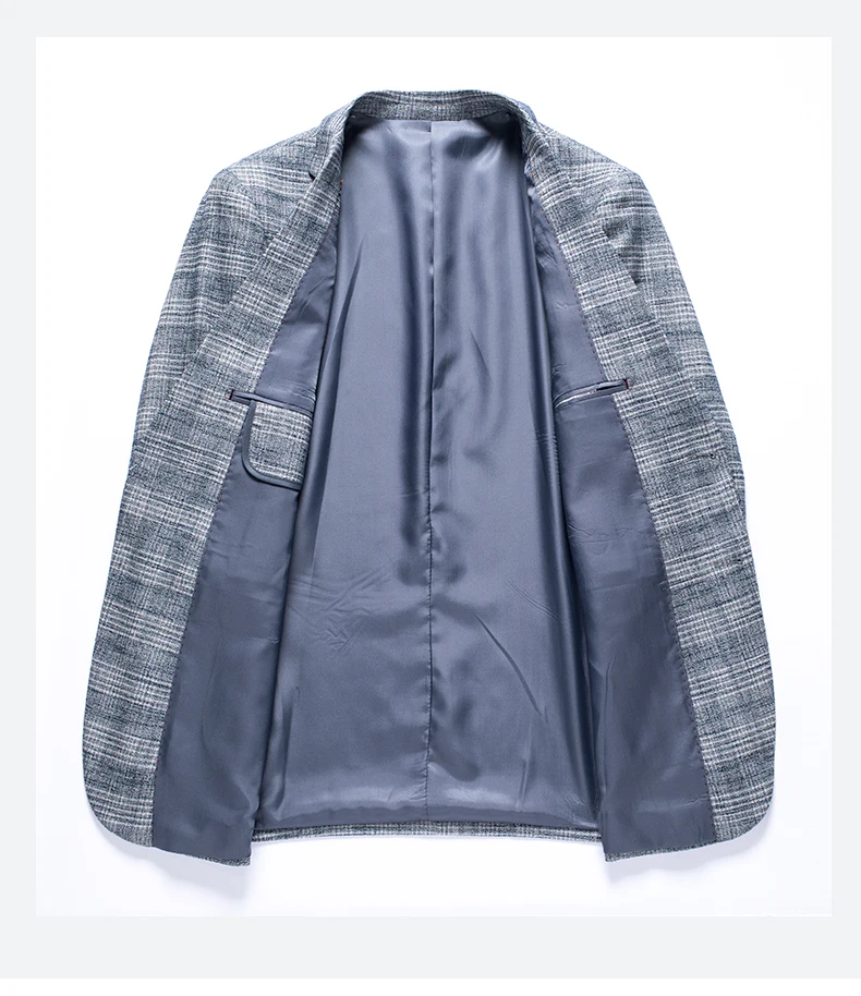 Male Suite Spring Classic Brand Blazer Men Single Button Casual Print Slim Fit Business Suit Jacket Grey Plus-size M-3XL