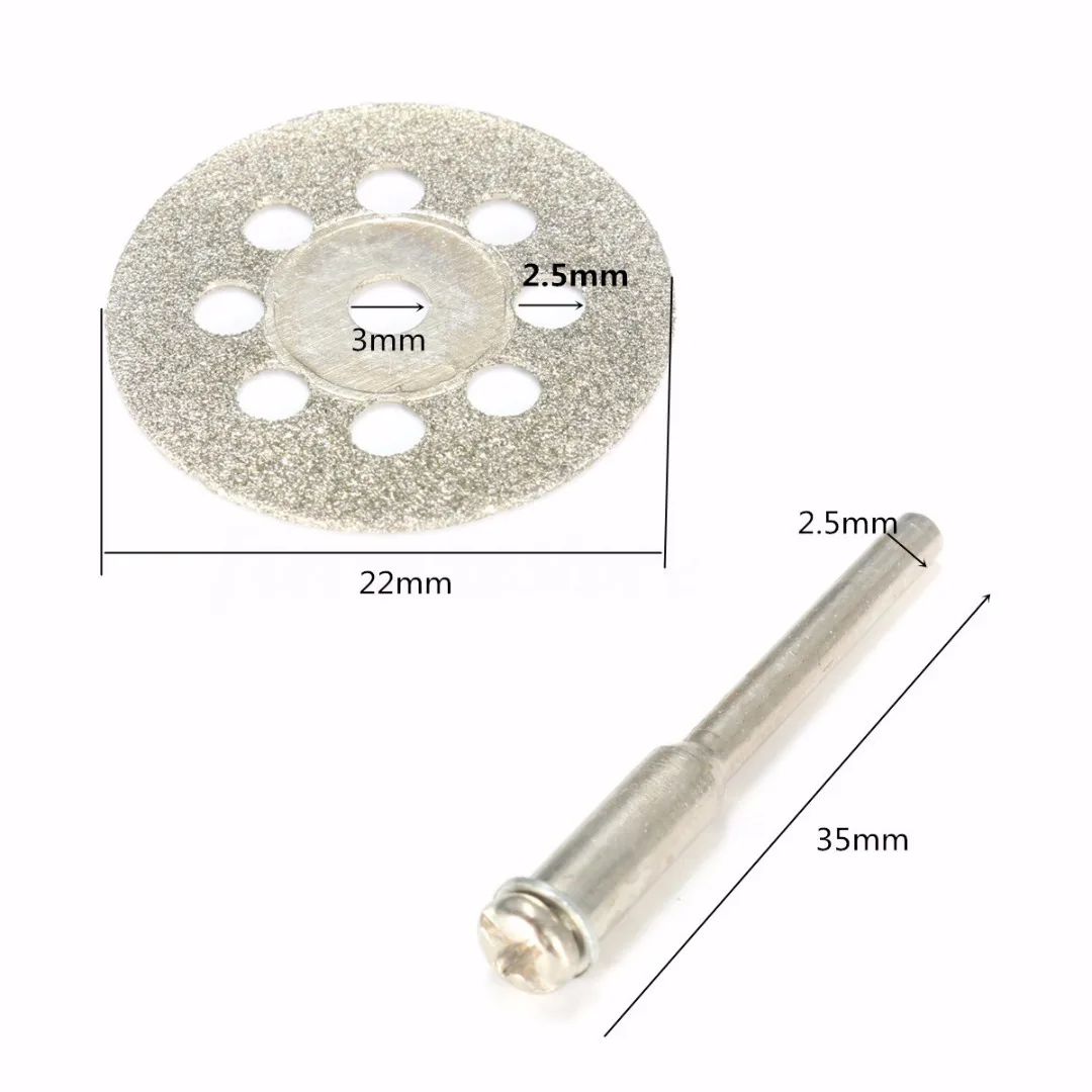 5pcs+1pcs  22mm Silver Diamond Cutting Disc Wheel Kit For Rotary Drill Tool Accessory
