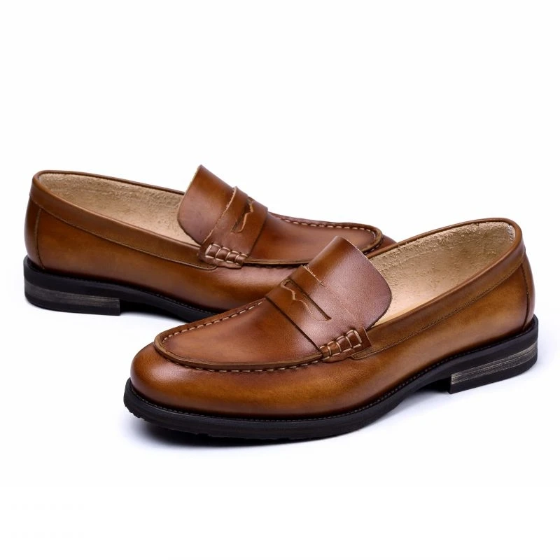 Em De Verão Respirável Sapatas Homens Size coffee Estilo Plus Sapatos Chaussure Homme Brown 2019 Genuíno Do Couro Casuais Deslizamento Zapatos Britânico Hombre vxPwFdYn