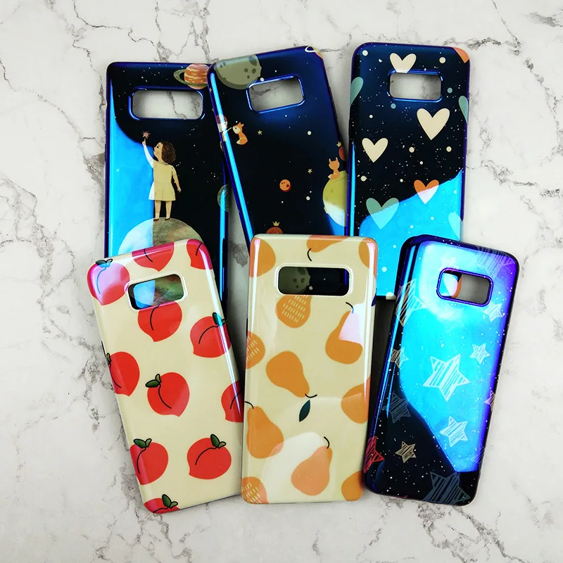 

Luxury Blue light glossy case for Samsung Galaxy S8 case S8 plus S9 S10+ S9 Plus S10e Galaxy Note 8 Note 9 blue star peach dog