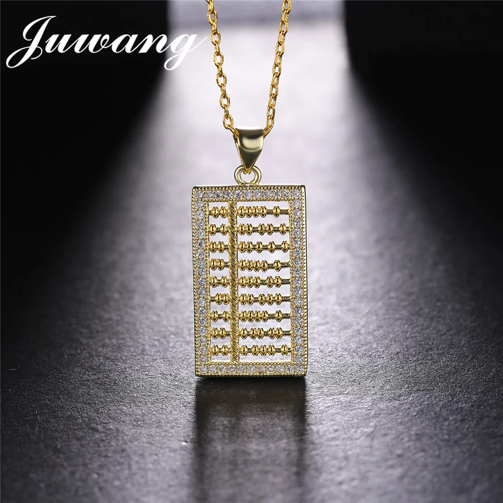 

JUWANG Gold Color Abacus CZ Necklace for Woman Girl Ancient China Counting-Frame Necklaces & Pendants For Women Gift Jewelry