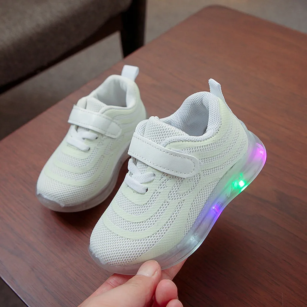 New Breathable Children Kid Baby Girls Boys Mesh Led Luminous Sport Run Sneakers Casual Shoes Fashionable Kids shoes Autumn