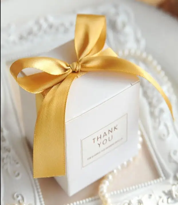Европейский простой атмосферный белый кубик коробки конфет для свадебной вечеринки подарочная упаковочная коробка для ребенка подарочная сумка - Цвет: Золотой