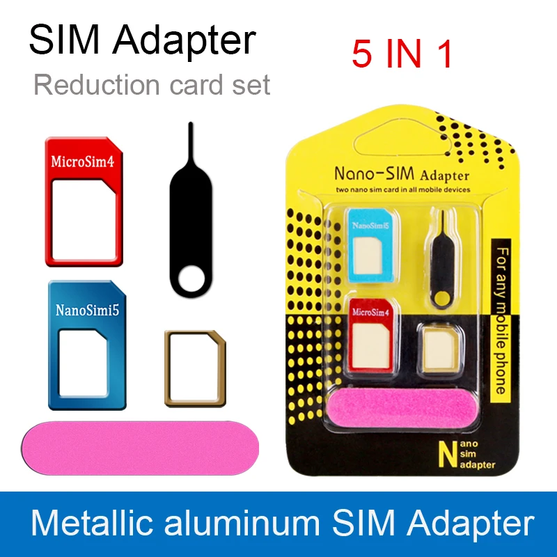 1Pcs/Lot NOOSY Sim Card Adapter 5 in 1 Micro SIM Adapter