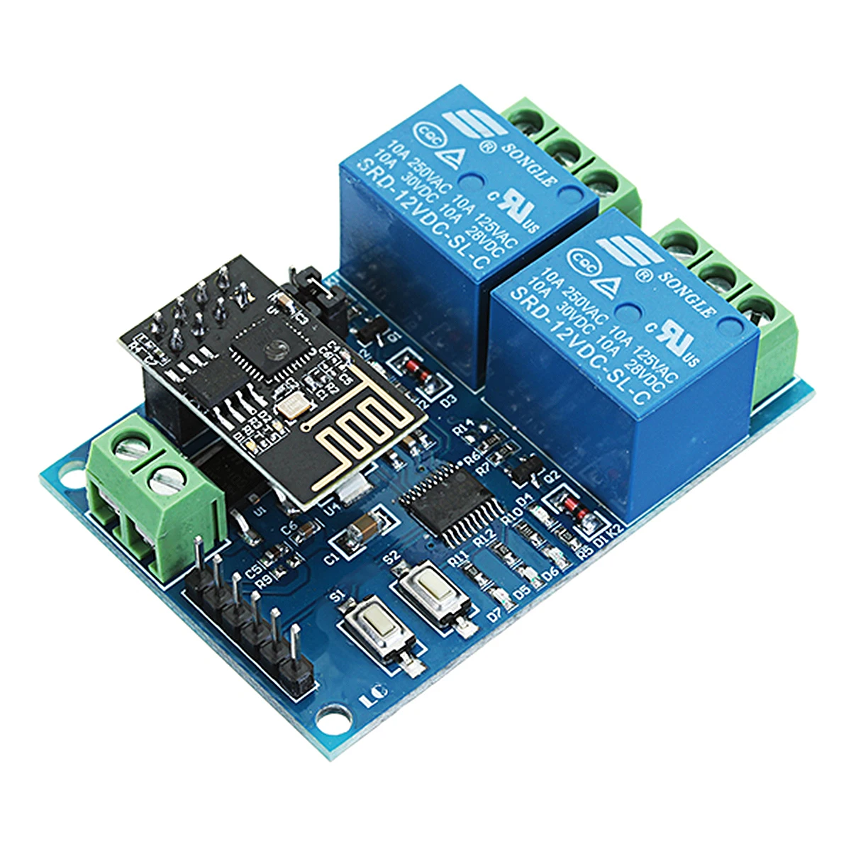 

12V ESP8266 Dual WiFi Relay Module Internet Of Things Smart Home Mobile APP Remote Switch