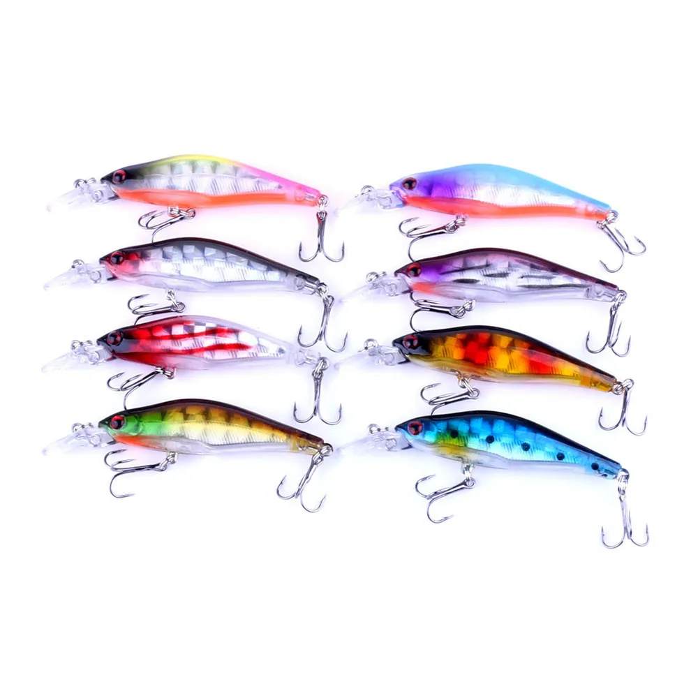 fishing lure Artificial Bait 8pcs Wobblers Laser Minnow Crank Bait Hooks Bass Tackle Sea Bass Carp Fishing Lead Fish Jig