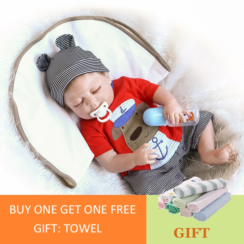 

56cm NPK Reborn Baby Doll Sleeping Angel Whole Silicone Dolls Lifelike Baby Doll Soft Simulate Real Baby Toys For Children